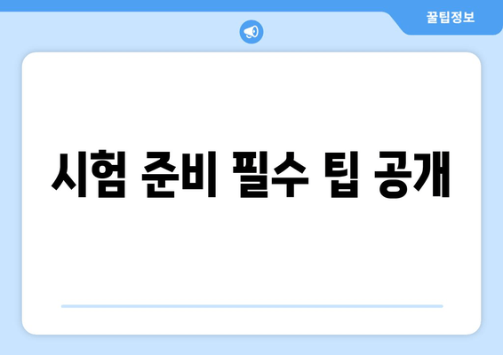 시험 준비 필수 팁 공개