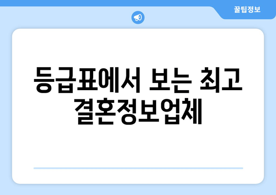 등급표에서 보는 최고 결혼정보업체