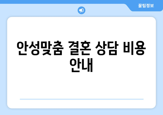 안성 맞춤 결혼 상담 비용 안내