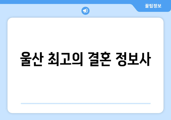 울산 최고의 결혼 정보사