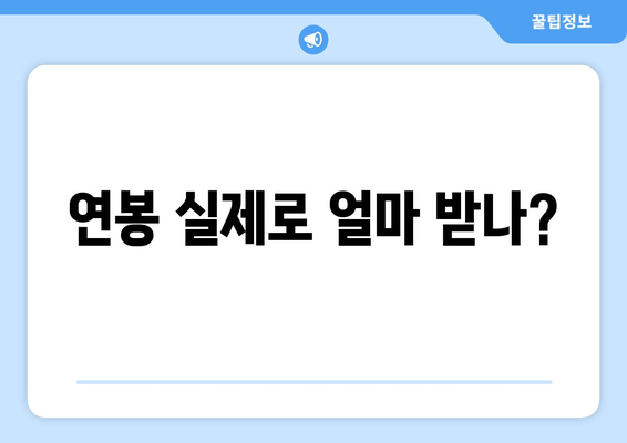 연봉 실제로 얼마 받나?