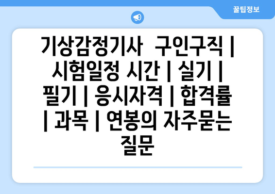 기상감정기사	구인구직 | 시험일정 시간 | 실기 | 필기 | 응시자격 | 합격률 | 과목 | 연봉