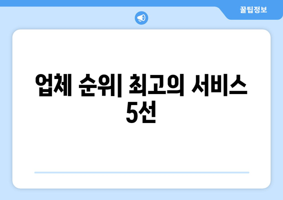 업체 순위| 최고의 서비스 5선