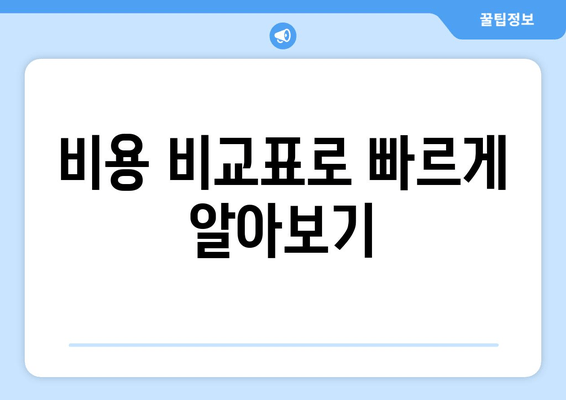 비용 비교표로 빠르게 알아보기