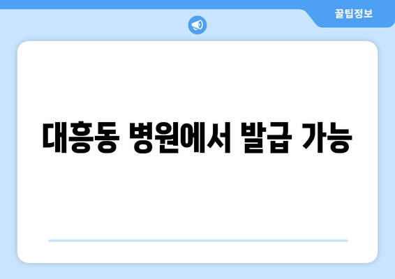 대흥동 병원에서 발급 가능