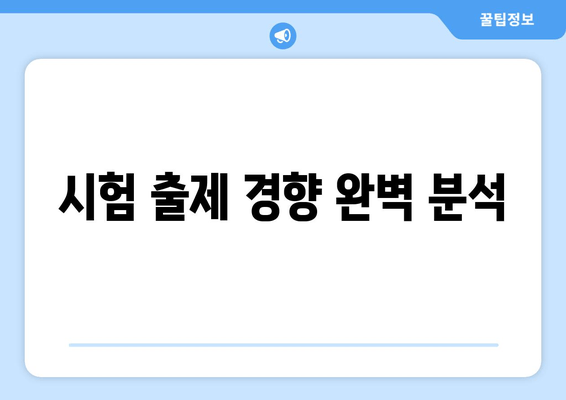 시험 출제 경향 완벽 분석