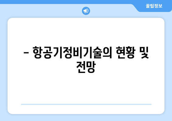 - 항공기정비기술의 현황 및 전망