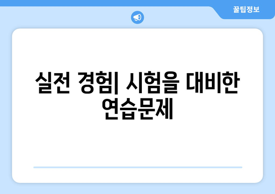 실전 경험| 시험을 대비한 연습문제