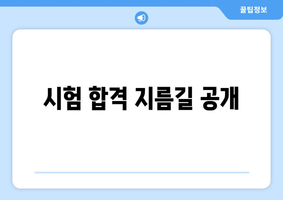 시험 합격 지름길 공개