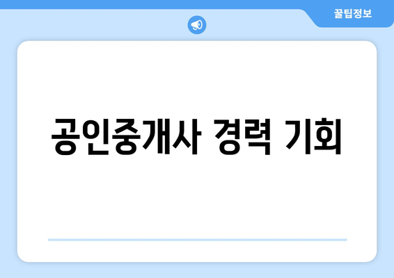 공인중개사 경력 기회