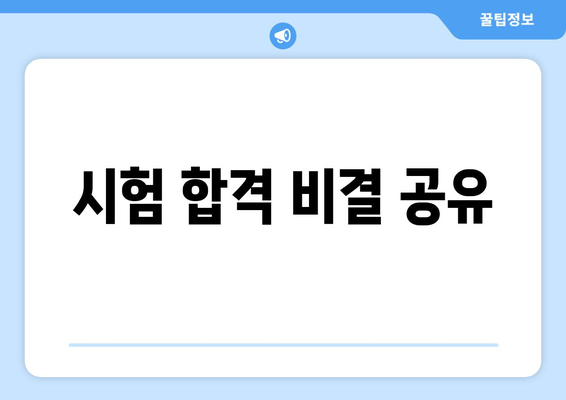 시험 합격 비결 공유