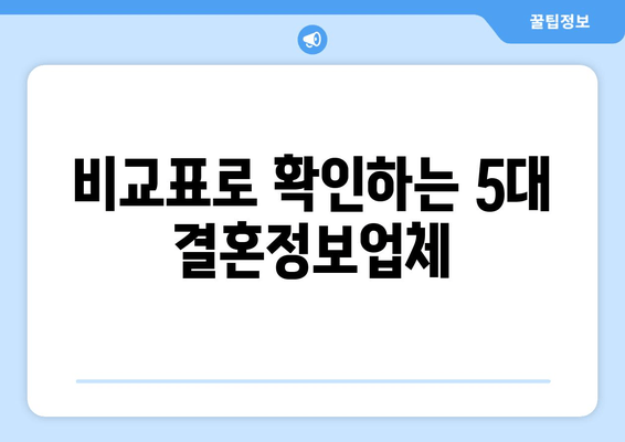 비교표로 확인하는 5대 결혼정보업체