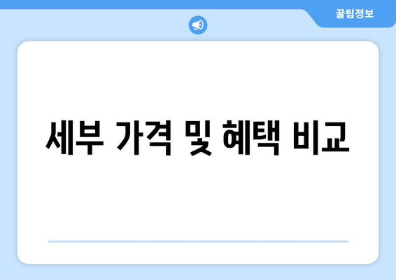 세부 가격 및 혜택 비교