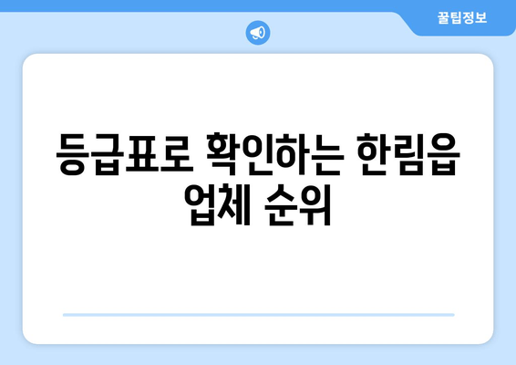 등급표로 확인하는 한림읍 업체 순위