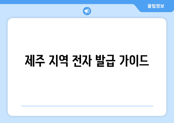 제주 지역 전자 발급 가이드