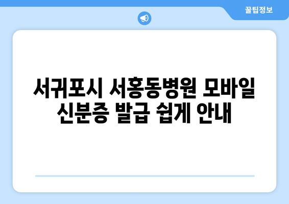 서귀포시 서홍동병원 모바일 신분증 발급 쉽게 안내