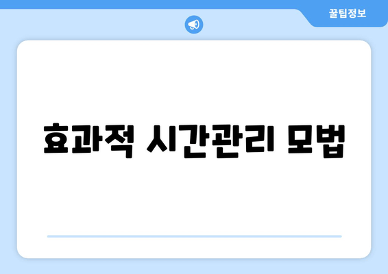 효과적 시간관리 모법