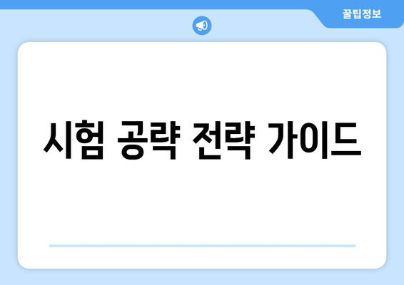 시험 공략 전략 가이드