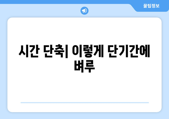 시간 단축| 이렇게 단기간에 벼루