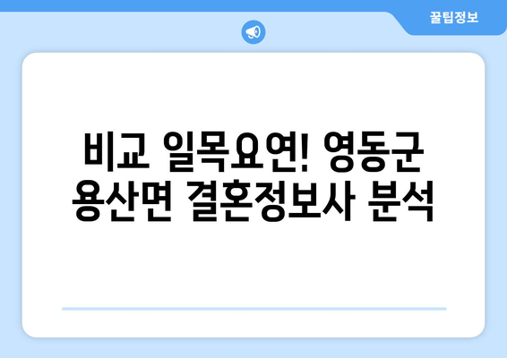 비교 일목요연! 영동군 용산면 결혼정보사 분석