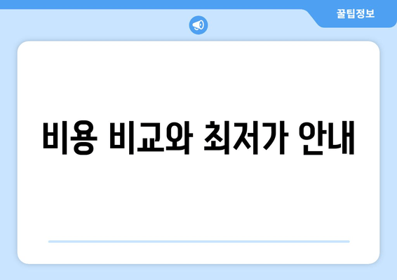 비용 비교와 최저가 안내