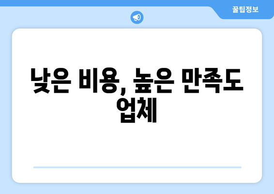 낮은 비용, 높은 만족도 업체