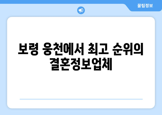 보령 웅천에서 최고 순위의 결혼정보업체