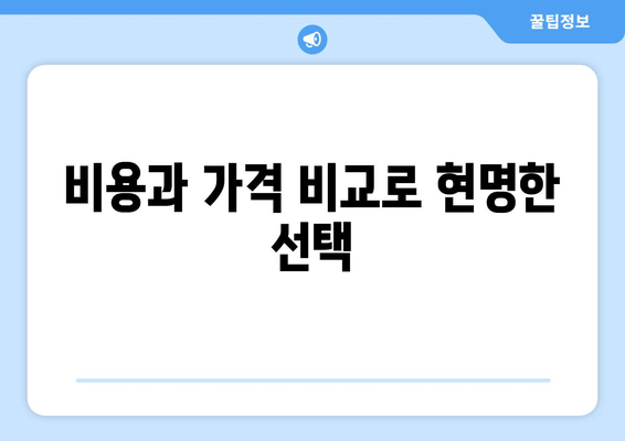 비용과 가격 비교로 현명한 선택