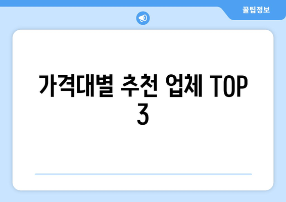 가격대별 추천 업체 TOP 3