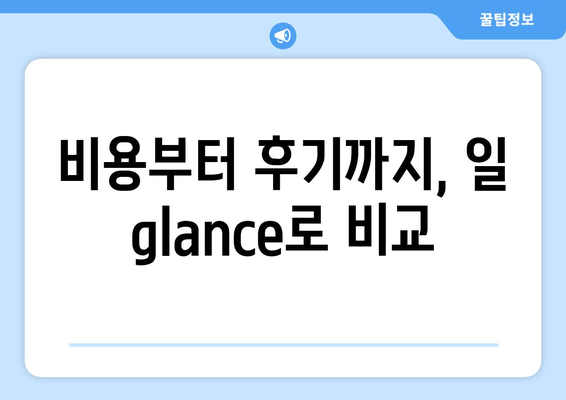 비용부터 후기까지, 일 glance로 비교