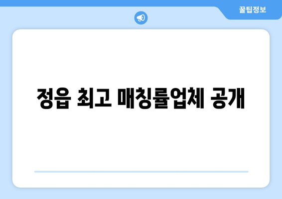 정읍 최고 매칭률업체 공개