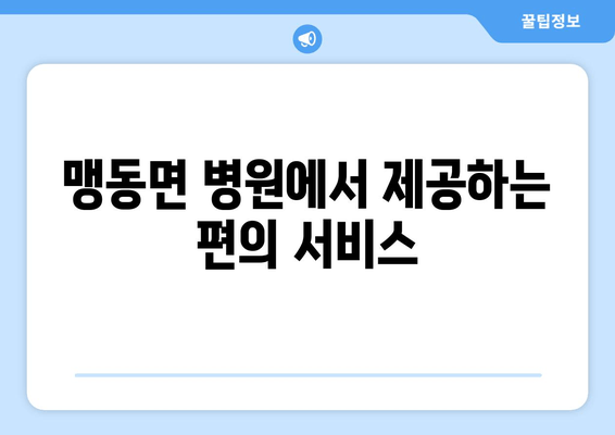 맹동면 병원에서 제공하는 편의 서비스