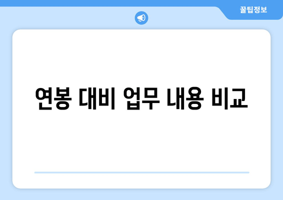 연봉 대비 업무 내용 비교