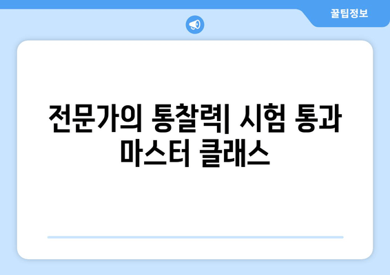 전문가의 통찰력| 시험 통과 마스터 클래스