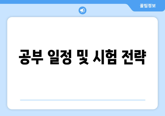 공부 일정 및 시험 전략