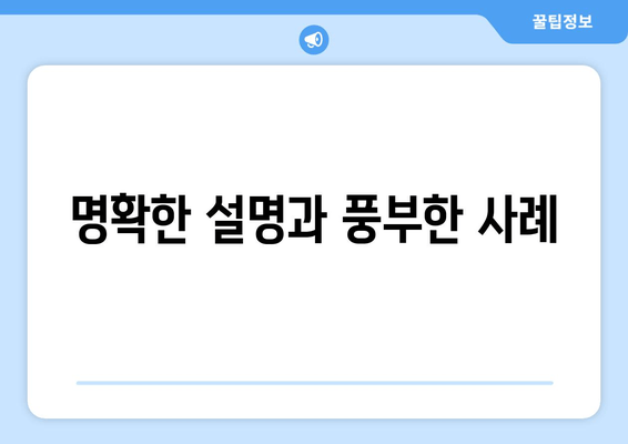 명확한 설명과 풍부한 사례