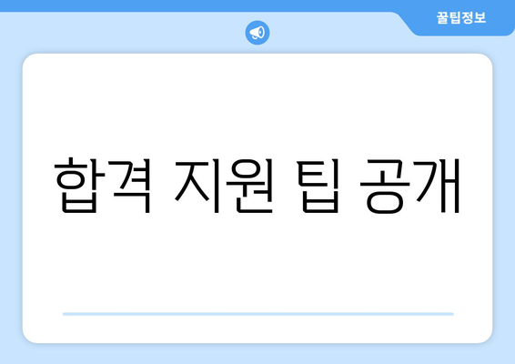 합격 지원 팁 공개