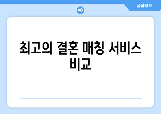 최고의 결혼 매칭 서비스 비교