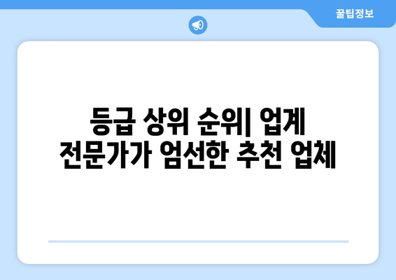 등급 상위 순위| 업계 전문가가 엄선한 추천 업체