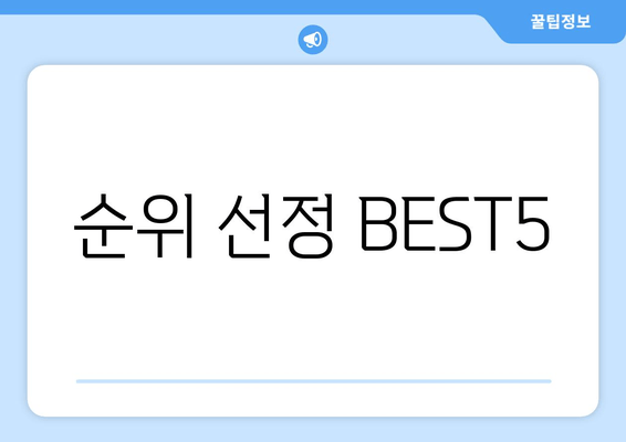 순위 선정 BEST5