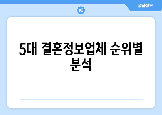 5대 결혼정보업체 순위별 분석