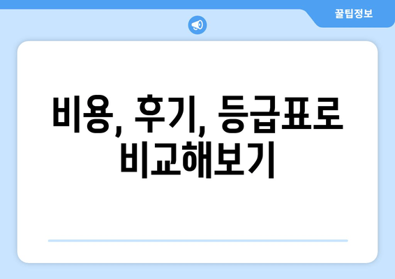 비용, 후기, 등급표로 비교해보기