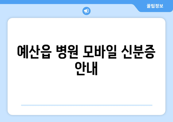 예산읍 병원 모바일 신분증 안내