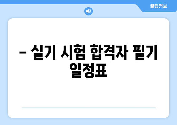 - 실기 시험 합격자 필기 일정표