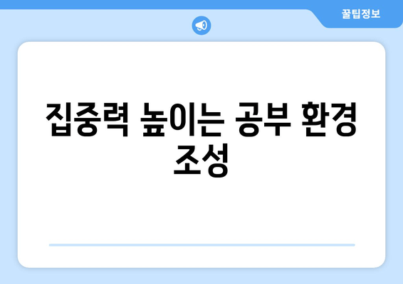 집중력 높이는 공부 환경 조성