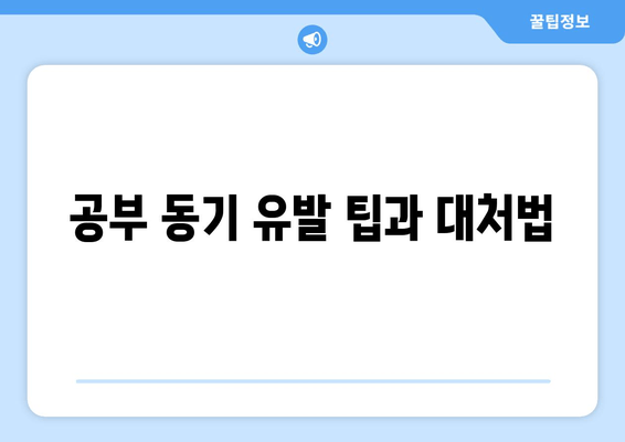 공부 동기 유발 팁과 대처법