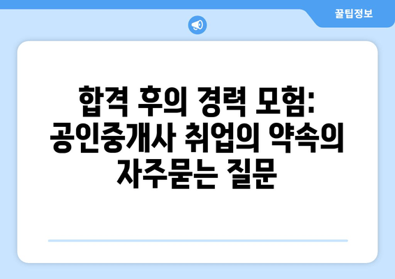 합격 후의 경력 모험: 공인중개사 취업의 약속