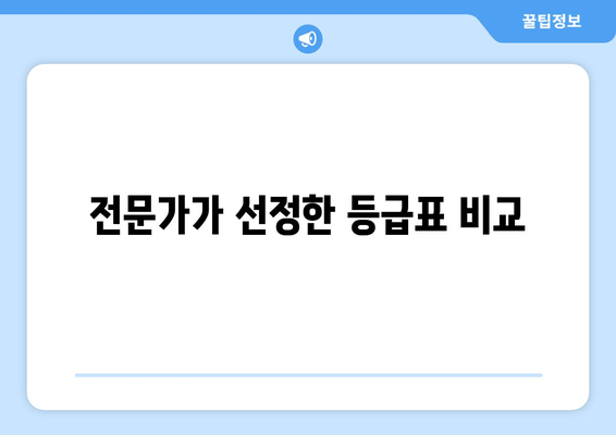 전문가가 선정한 등급표 비교