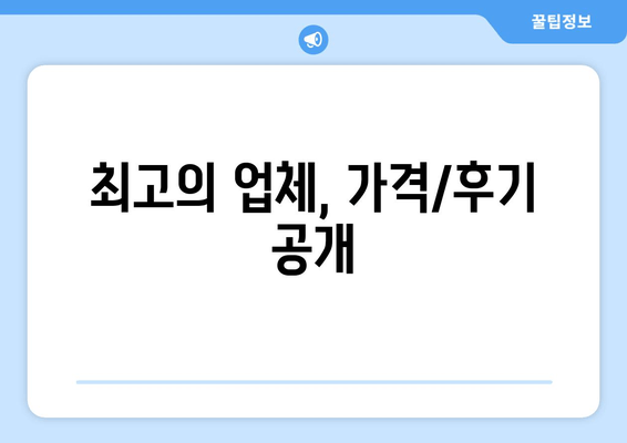 최고의 업체, 가격/후기 공개