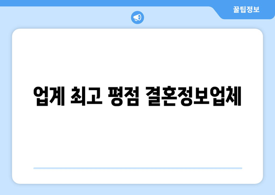 업계 최고 평점 결혼정보업체